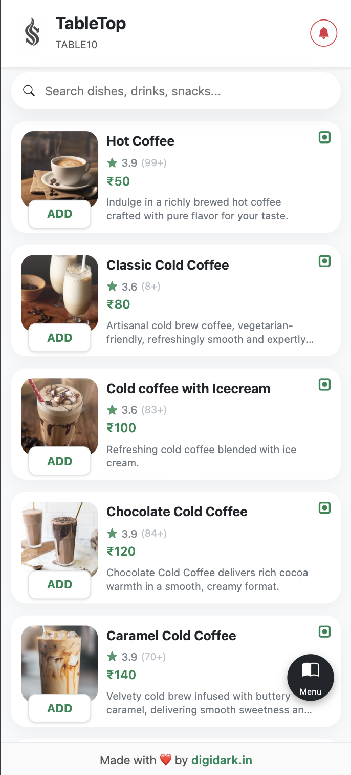Customer QR Ordering