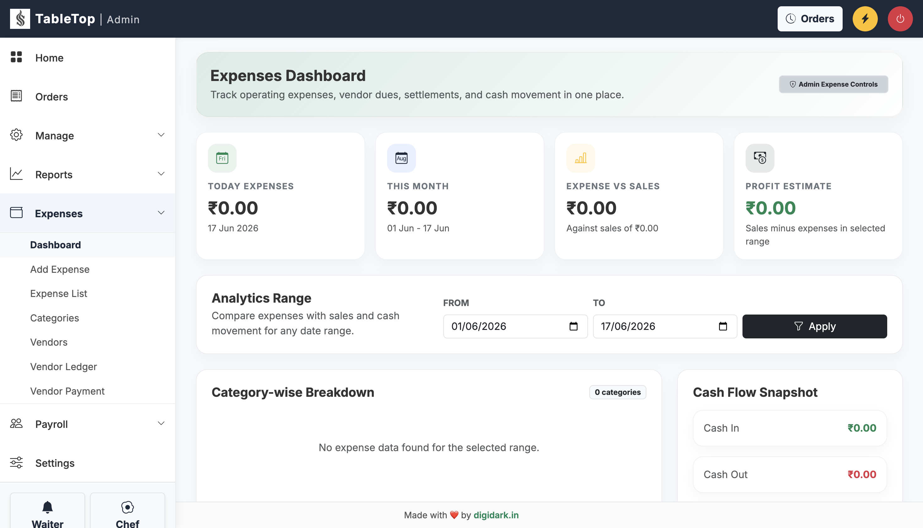 Expenses with Vendor Payments