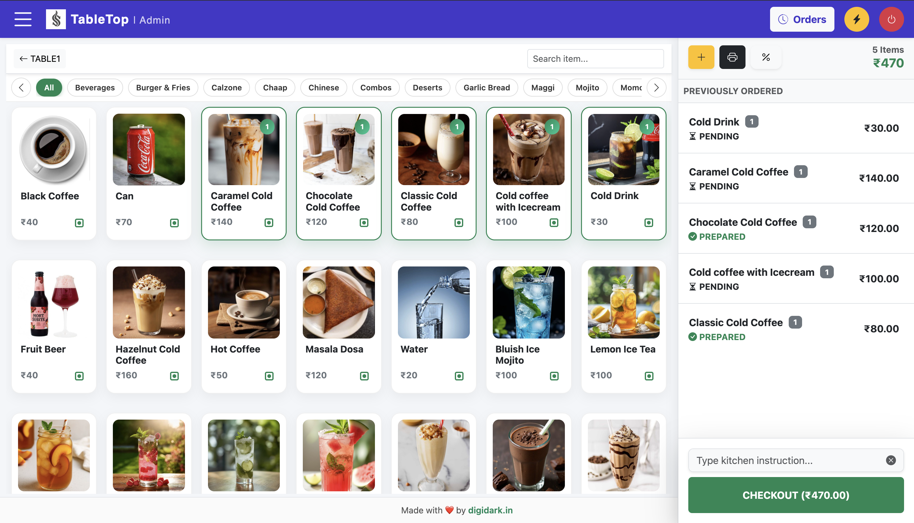 Menu Items View