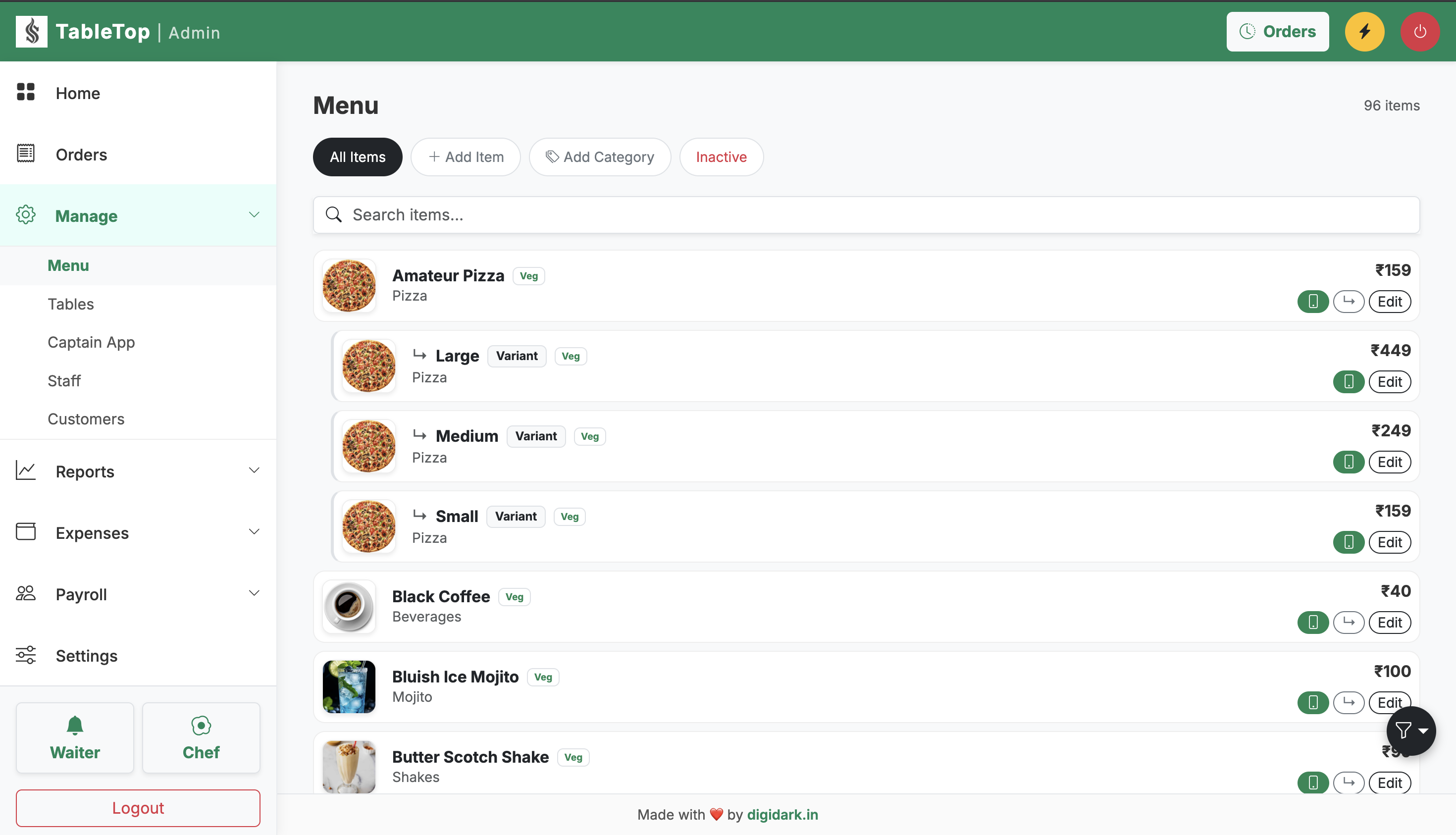 Menu Management